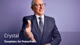  Presentation with purple business - Slide deck featuring grey-haired-senior-business-man background and a navy blue colored foreground