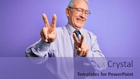  Presentation with purple business - Amazing slide deck having grey-haired-senior-business-man backdrop and a light blue colored foreground