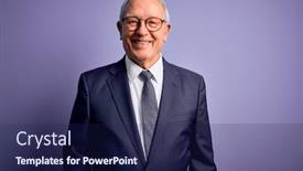  Presentation with purple business - Presentation theme having grey-haired-senior-business-man background and a navy blue colored foreground