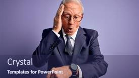  Presentation with purple business - Theme having grey-haired-senior-business-man background and a navy blue colored foreground