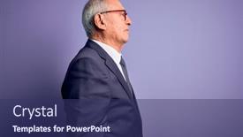  Presentation with business profile - Theme consisting of grey-haired-senior-business-man background and a ocean colored foreground