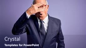  Presentation with purple business - Colorful presentation theme enhanced with grey-haired-senior-business-man backdrop and a navy blue colored foreground