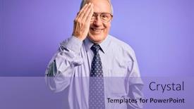  Presentation with purple business - Presentation design enhanced with grey-haired-senior-business-man background and a light blue colored foreground