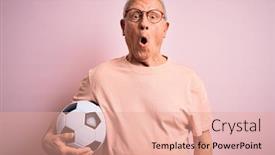  Presentation with football - Presentation consisting of grey-haired-senior-football-player background and a coral colored foreground