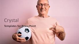  Presentation with football - Theme enhanced with grey-haired-senior-football-player background and a lemonade colored foreground