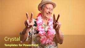 Presentation with hawaiian - Audience pleasing slide deck consisting of grey-haired-senior-man-wearing backdrop and a tawny brown colored foreground