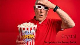  Presentation with red movie - Amazing slide set having grey-haired-senior-man-wearing backdrop and a crimson colored foreground