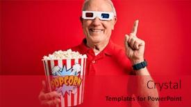  Presentation with red movie - Cool new PPT theme with grey-haired-senior-man-wearing backdrop and a crimson colored foreground