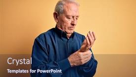  Presentation with arthritis - Presentation theme featuring grey-haired-senior-man-wearing background and a navy blue colored foreground