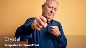  Presentation with violence - PPT theme consisting of grey-haired-senior-man-wearing background and a navy blue colored foreground