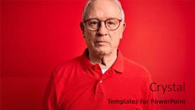  Presentation with red grey - Presentation design with grey-haired-senior-man-wearing background and a crimson colored foreground