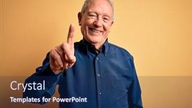  Presentation with blue yellow - Cool new presentation with grey-haired-senior-man-wearing backdrop and a navy blue colored foreground