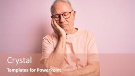  Presentation with grey - Beautiful slide set featuring grey-haired-senior-man-wearing backdrop and a coral colored foreground