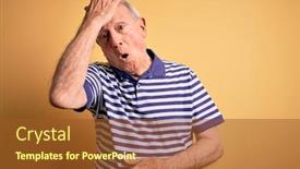  Presentation with grey - Presentation design enhanced with grey-haired-senior-man-wearing background and a tawny brown colored foreground