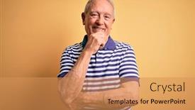  Presentation with grey - Cool new presentation design with grey-haired-senior-man-wearing backdrop and a coral colored foreground