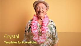  Presentation with grey - Colorful presentation theme enhanced with grey-haired-senior-man-wearing backdrop and a red colored foreground