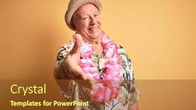  Presentation with hawaiian - Presentation theme having grey-haired-senior-man-wearing background and a tawny brown colored foreground