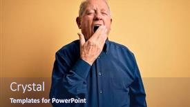  Presentation with sleepiness - Beautiful presentation featuring grey-haired-senior-man-wearing backdrop and a navy blue colored foreground