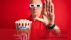  Presentation with red movie - PPT layouts consisting of grey-haired-senior-man-wearing background and a crimson colored foreground