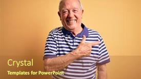  Presentation with future navy ship - Presentation theme having grey-haired-senior-man-wearing background and a red colored foreground