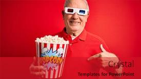  Presentation with red movie - Slide set with grey-haired-senior-man-wearing background and a crimson colored foreground