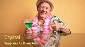  Presentation with hawaiian - Presentation theme featuring grey-haired-senior-man-wearing background and a red colored foreground