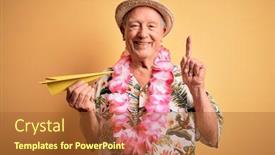  Presentation with hawaiian - Audience pleasing theme consisting of grey-haired-senior-man-wearing backdrop and a red colored foreground