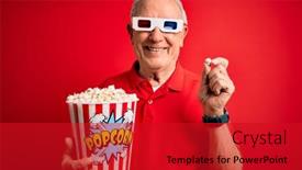  Presentation with red movie - Audience pleasing theme consisting of grey-haired-senior-man-wearing backdrop and a crimson colored foreground