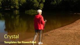  Presentation with old age - Theme consisting of grey-haired-woman-walking background and a tawny brown colored foreground