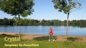  Presentation with red grey - Slides with grey-haired-woman-wearing-red background and a tawny brown colored foreground