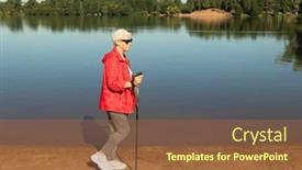  Presentation with red grey - Presentation theme having grey-haired-woman-wearing-red background and a tawny brown colored foreground