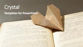 Presentation with old book - Theme with grey hand made paper - origami airplane on old book background and a violet colored foreground