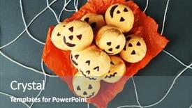  Presentation with grotesque halloween - Cool new PPT theme with grey hand made paper - tasty halloween macaroons decorative spiderweb backdrop and a gray colored foreground