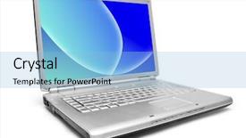  Presentation with laptop screen frame - Presentation design featuring grey laptop with the white background and a  colored foreground