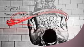  Presentation with swimmer - Presentation design enhanced with grey-line-design-against-swimmer background and a light gray colored foreground