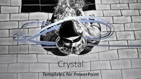  Presentation with swimming pool - Slide deck with grey-line-design-against-swimmer background and a light gray colored foreground