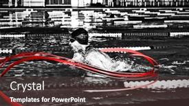  Presentation with swimming pool - Slide set with grey-line-design-against-swimmer background and a tawny brown colored foreground