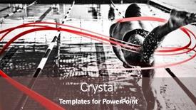  Presentation with swimmer - PPT theme enhanced with grey-line-design-against-swimmer background and a violet colored foreground