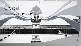  Presentation with design - PPT layouts having grey-line-design-against-swimmers background and a white colored foreground