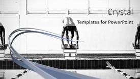  Presentation with design - PPT theme enhanced with grey-line-design-against-swimmers background and a white colored foreground