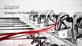  Presentation with design - Slide set enhanced with grey-line-design-against-swimmers background and a white colored foreground