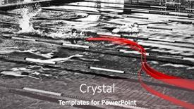  Presentation with swimming pool - Presentation theme featuring grey-line-design-against-swimmers background and a gray colored foreground