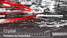  Presentation with swimming pool - Theme having grey-line-design-against-swimmers background and a dark gray colored foreground