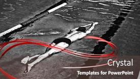  Presentation with swimming pool - Presentation enhanced with grey-line-design-against-swimmers background and a tawny brown colored foreground