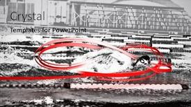  Presentation with swimming pool - Slide deck enhanced with grey-line-design-against-swimmers background and a  colored foreground