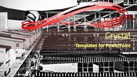  Presentation with design - Slide deck enhanced with grey-line-design-against-swimmers background and a tawny brown colored foreground