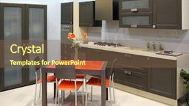  Presentation with kitchen design - Beautiful PPT theme featuring grey orange - modern kitchen element of design backdrop and a tawny brown colored foreground