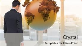  Presentation with asian ghosts - PPT layouts with grey orange world - composite image of asian businessman background and a  colored foreground