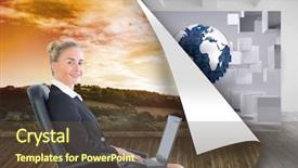  Presentation with composite mansory - Slide set consisting of grey orange world - composite image of blonde businesswoman background and a  colored foreground