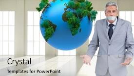  Presentation with composite - Amazing slide deck having grey orange world - composite image of businessman gagged backdrop and a lemonade colored foreground